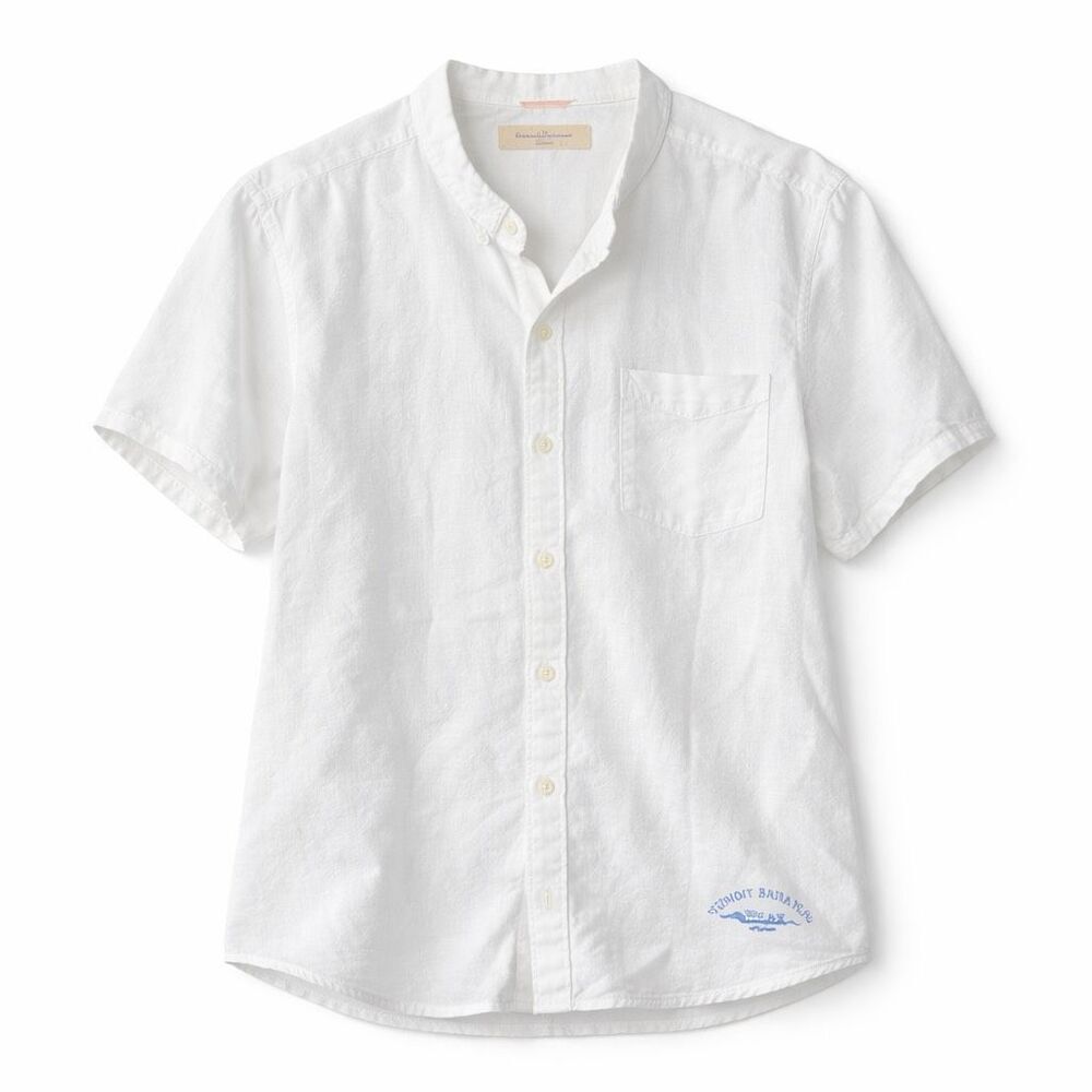 Tommy Bahama Relax Linen Button Front Shirt Solid White Mens XL Coastal Classic